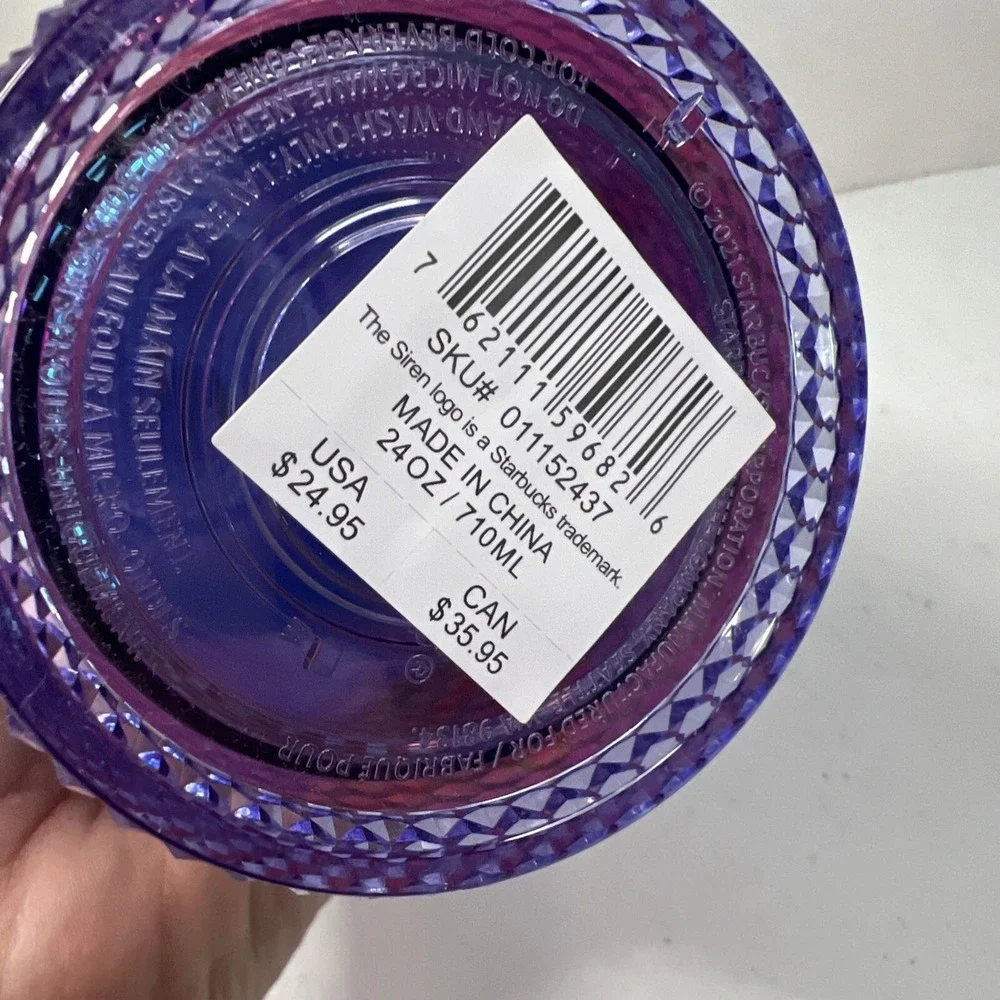 Starbucks‎ Purple Tumbler Rainbow Straw Studded Bling Venti 2024 New